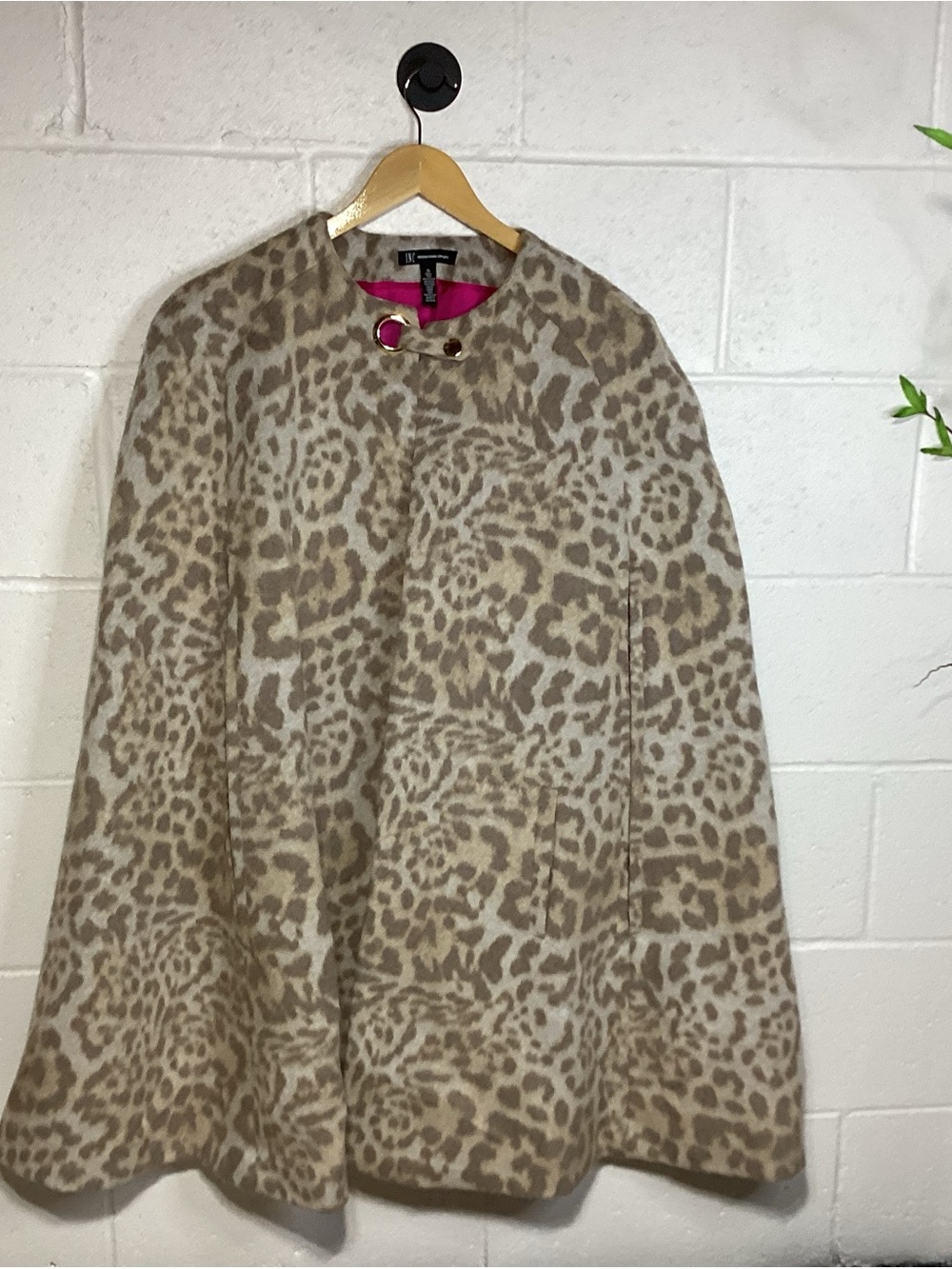INC International Concepts Women Leopard Poncho | Silk Pink Lining | Pockets